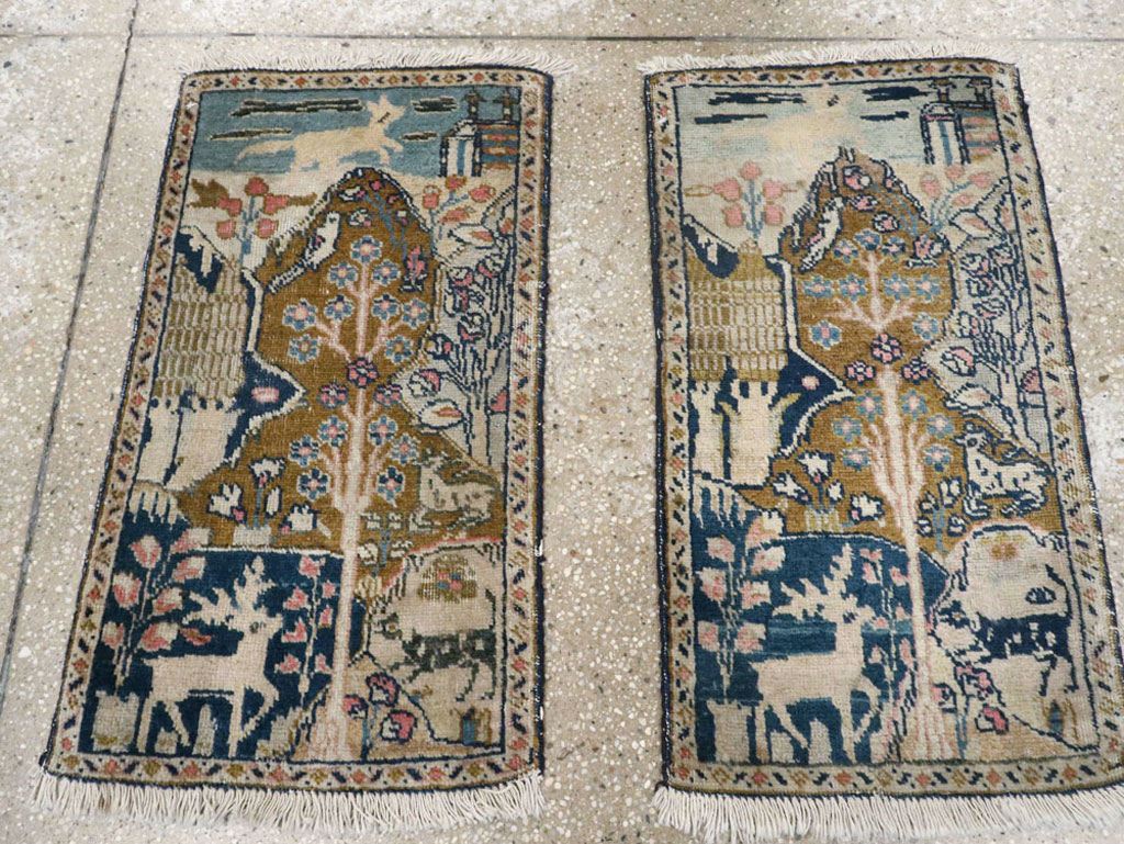 Vintage Persian Tabriz Pictorial Rug (Pair: 1 of 2), No.11831 - Gsblank
