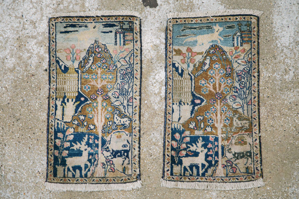 Vintage Persian Tabriz Pictorial Rug (Pair: 1 of 2), No.11831 - Gsblank