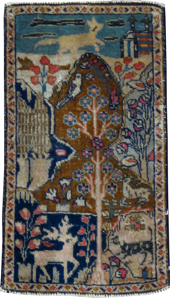 Vintage Persian Tabriz Pictorial Rug (Pair: 2 of 2), No.11832 - Gsblank