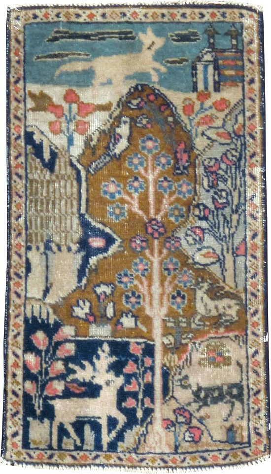 Vintage Persian Tabriz Pictorial Rug (Pair: 2 of 2), No.11832 - Gsblank