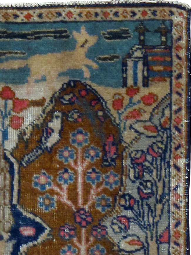 Vintage Persian Tabriz Pictorial Rug (Pair: 2 of 2), No.11832 - Gsblank