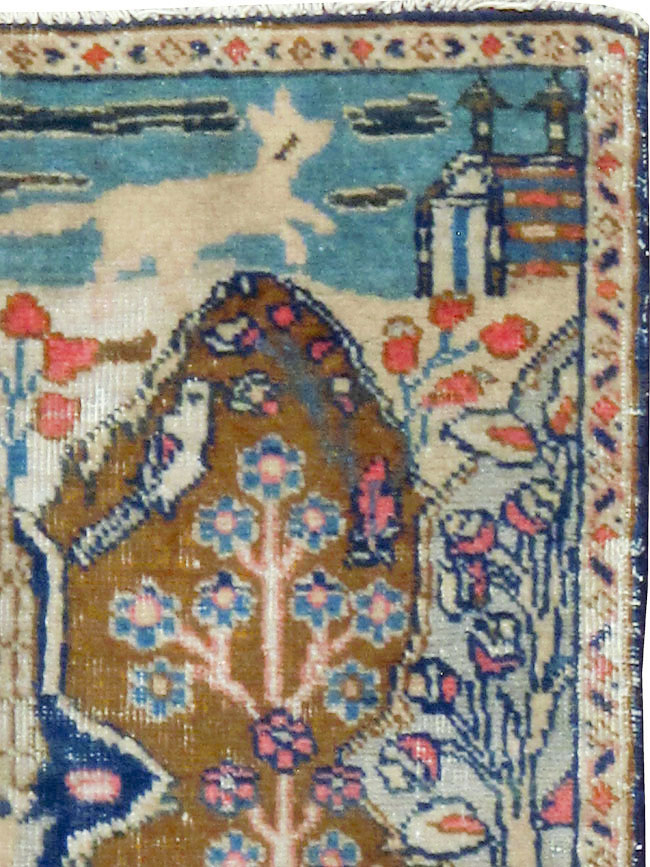 Vintage Persian Tabriz Pictorial Rug (Pair: 2 of 2), No.11832 - Gsblank