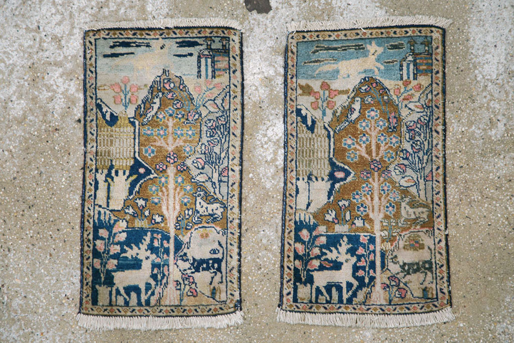 Vintage Persian Tabriz Pictorial Rug (Pair: 2 of 2), No.11832 - Gsblank