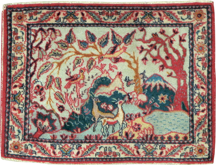 Vintage Persian Tabriz Pictorial Rug (Pair: 1 of 2), No.11834 - Gsblank