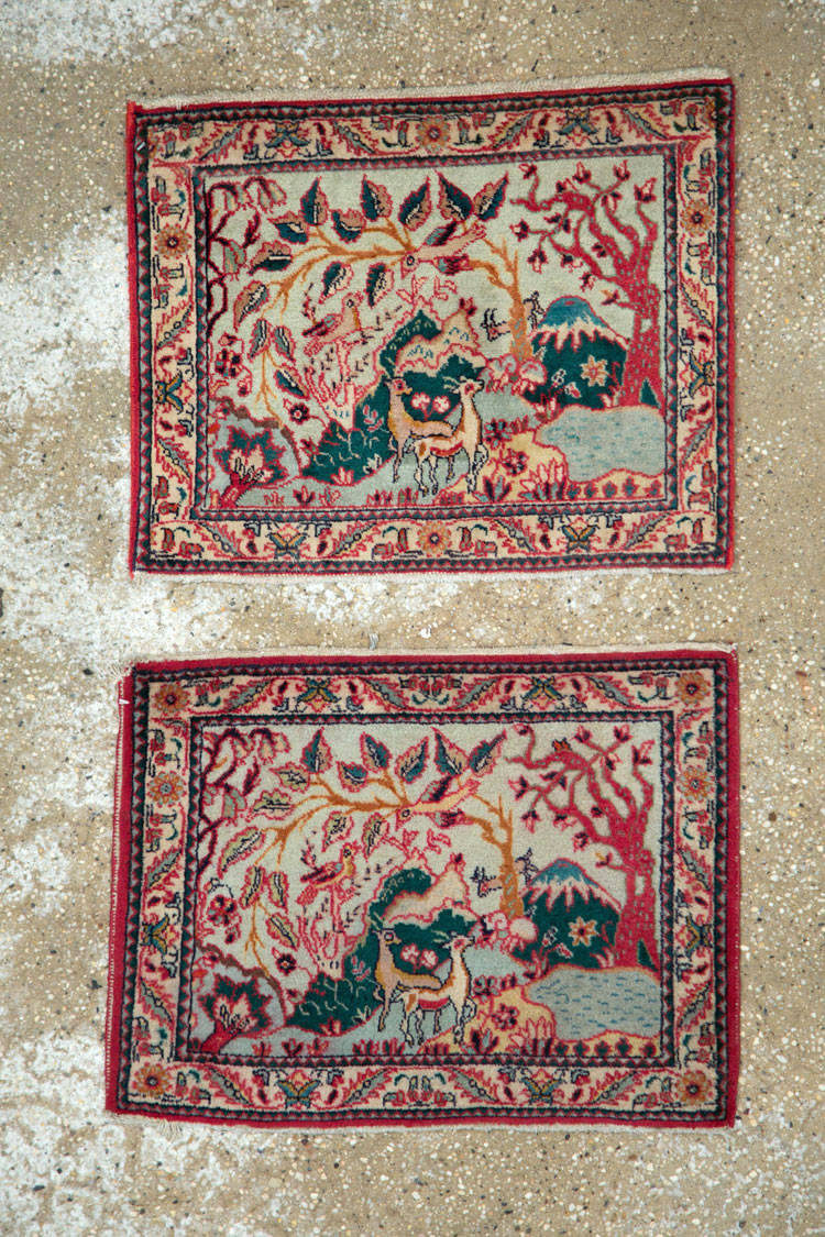 Vintage Persian Tabriz Pictorial Rug (Pair: 1 of 2), No.11834 - Gsblank