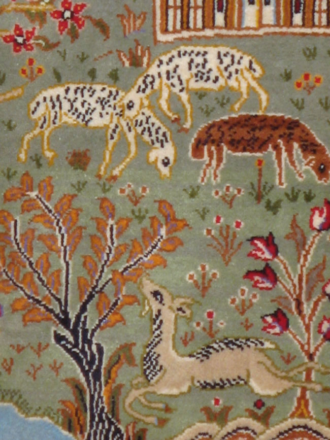 Vintage Persian Tabriz Pictorial Rug, No.11836 - Gsblank