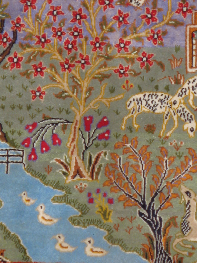 Vintage Persian Tabriz Pictorial Rug, No.11836 - Gsblank