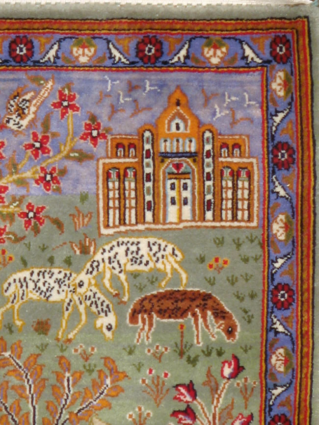 Vintage Persian Tabriz Pictorial Rug, No.11836 - Gsblank