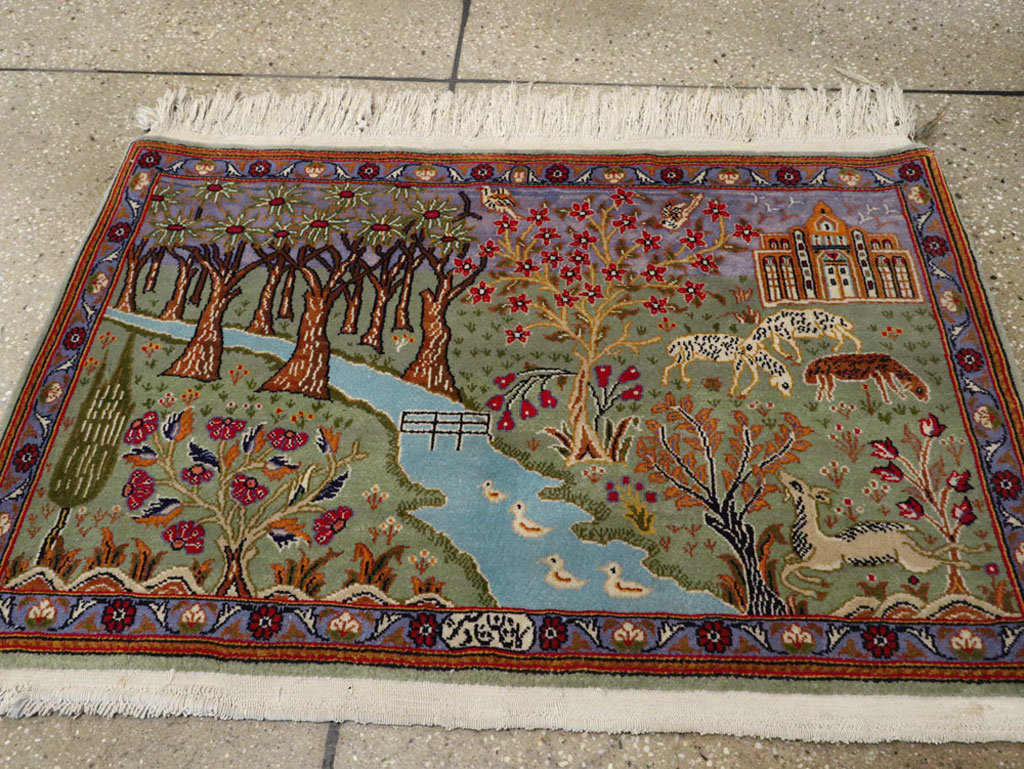 Vintage Persian Tabriz Pictorial Rug, No.11836 - Gsblank