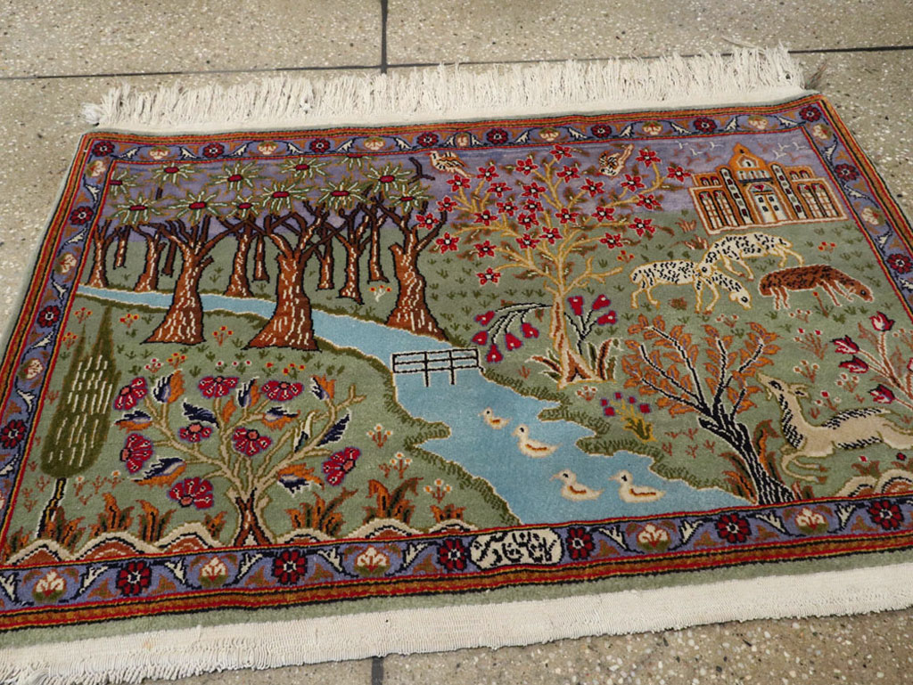 Vintage Persian Tabriz Pictorial Rug, No.11836 - Gsblank