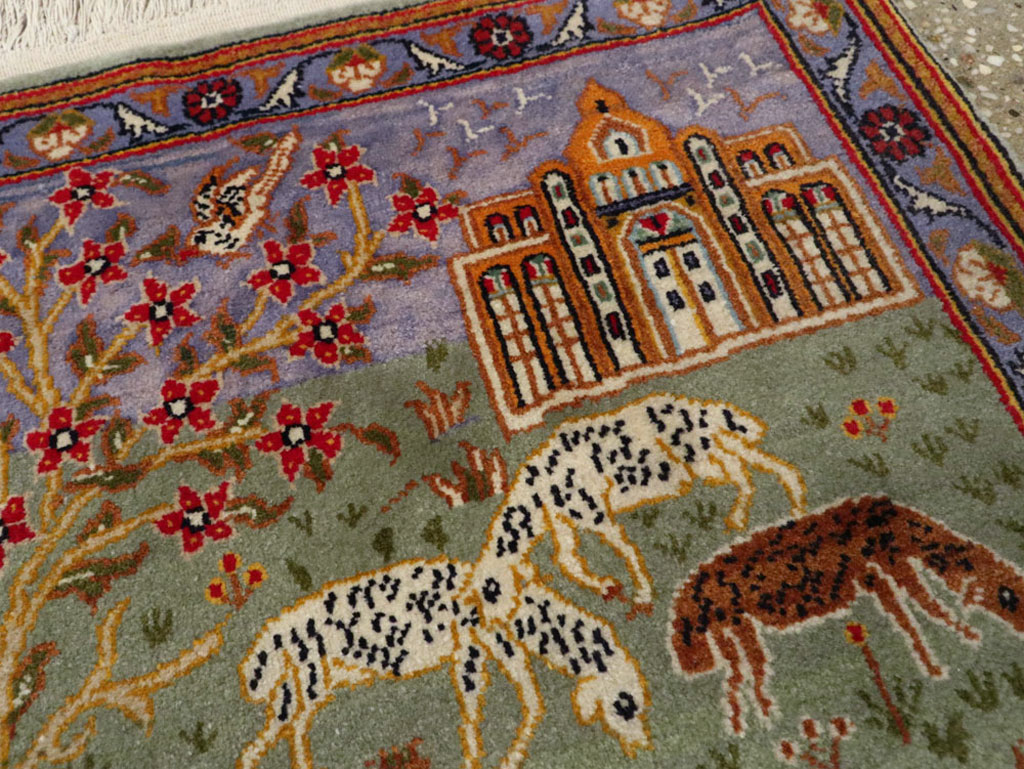 Vintage Persian Tabriz Pictorial Rug, No.11836 - Gsblank