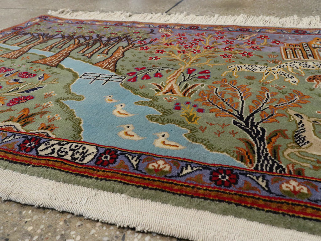 Vintage Persian Tabriz Pictorial Rug, No.11836 - Gsblank