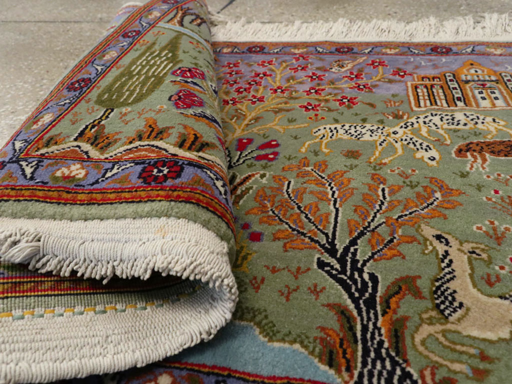 Vintage Persian Tabriz Pictorial Rug, No.11836 - Gsblank