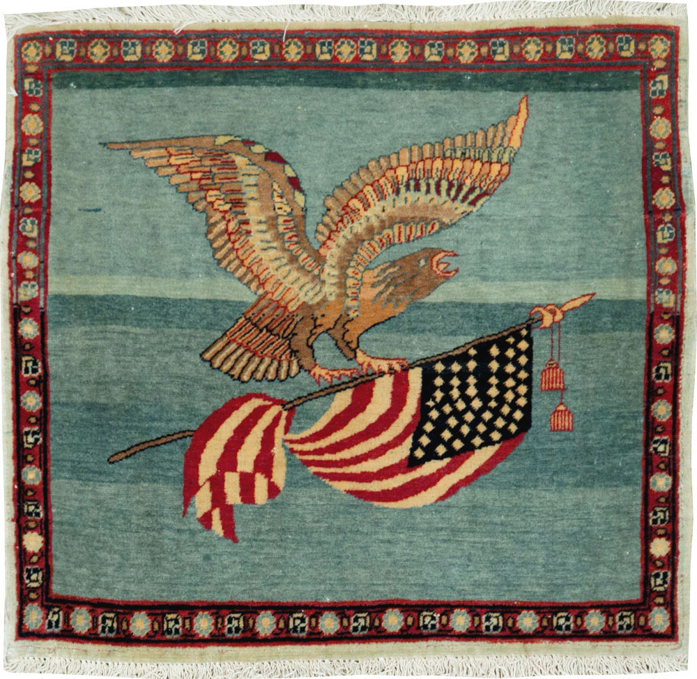 Antique Persian Tabriz Flag Pictorial Rug (Pair: 1 of 2), No.11839 - Gsblank