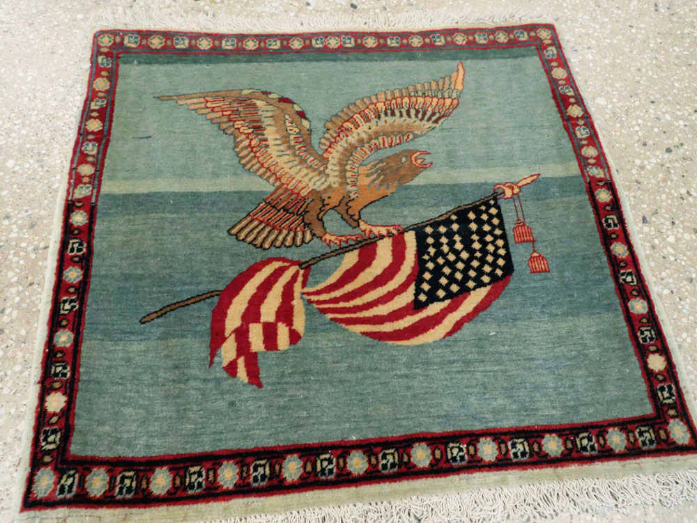 Antique Persian Tabriz Flag Pictorial Rug (Pair: 1 of 2), No.11839 - Gsblank