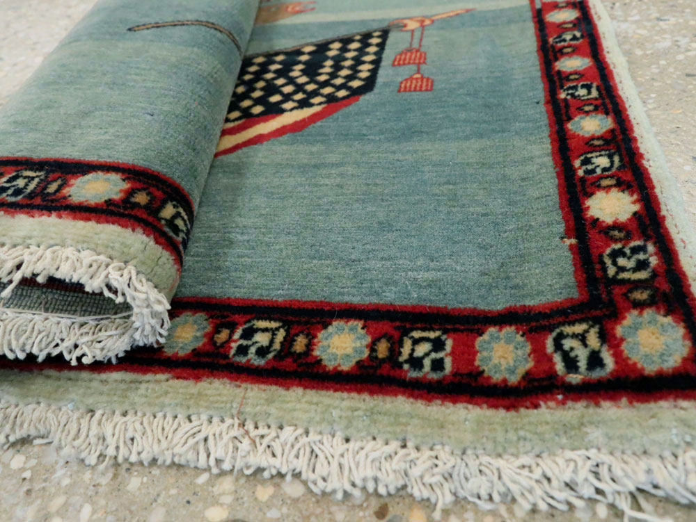 Antique Persian Kashan Flag Pictorial Rug (Pair: 2 of 2), No.11840 - Gsblank