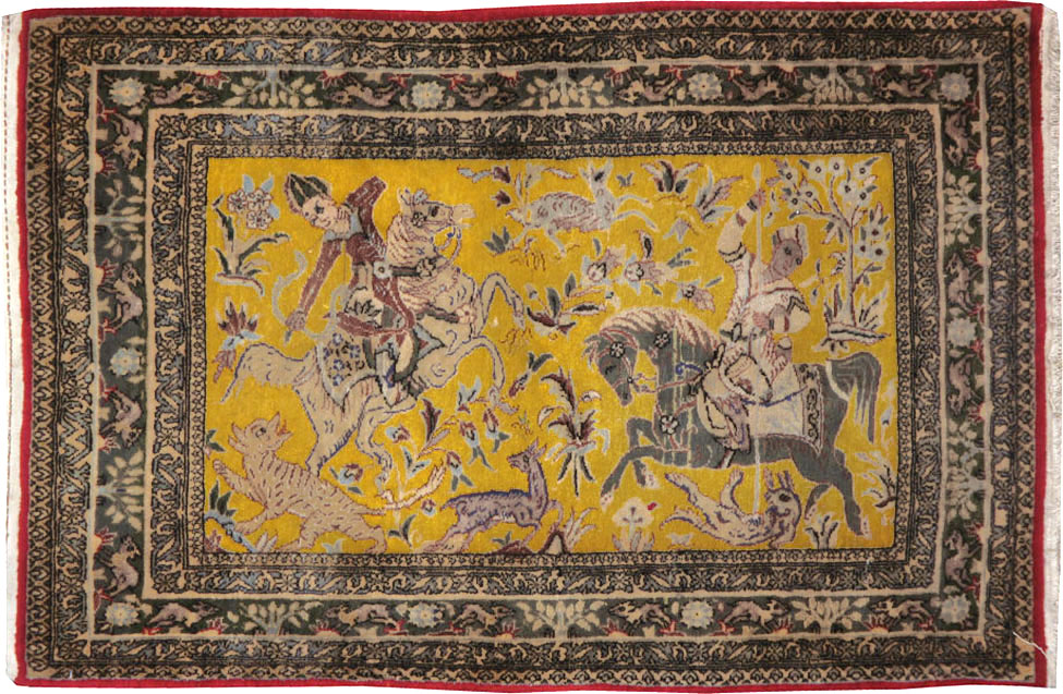 Antique Persian Tabriz Pictorial Rug, No.11841 - Gsblank