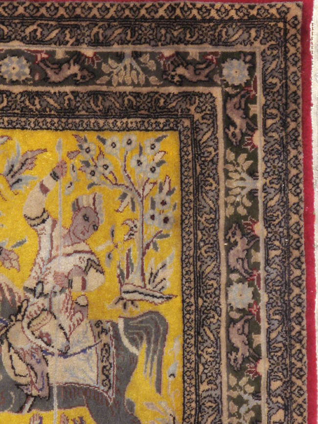 Antique Persian Tabriz Pictorial Rug, No.11841 - Gsblank