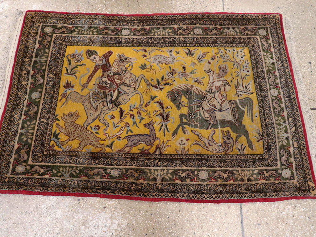 Antique Persian Tabriz Pictorial Rug, No.11841 - Gsblank