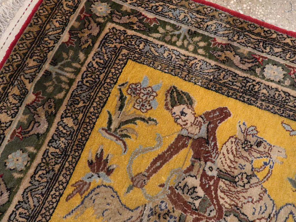 Antique Persian Tabriz Pictorial Rug, No.11841 - Gsblank