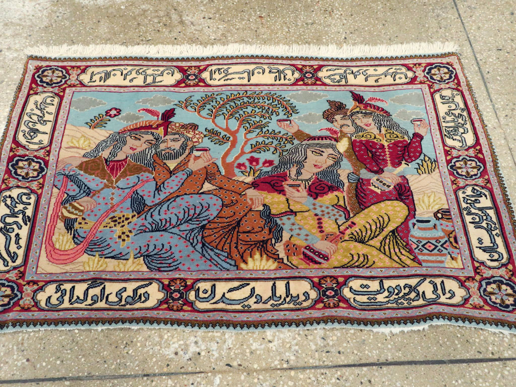 Vintage Persian Tabriz Pictorial Rug (Pair: 1 of 2), No.11842 - Gsblank