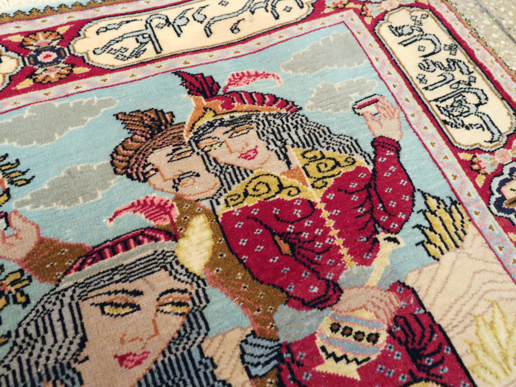 Vintage Persian Tabriz Pictorial Rug (Pair: 1 of 2), No.11842 - Gsblank
