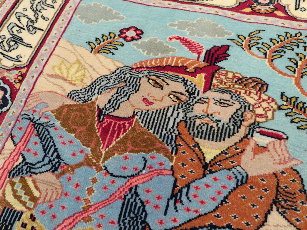 Vintage Persian Tabriz Pictorial Rug (Pair: 1 of 2), No.11842 - Gsblank