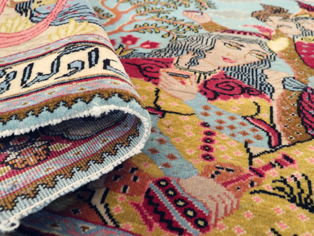 Vintage Persian Tabriz Pictorial Rug (Pair: 1 of 2), No.11842 - Gsblank