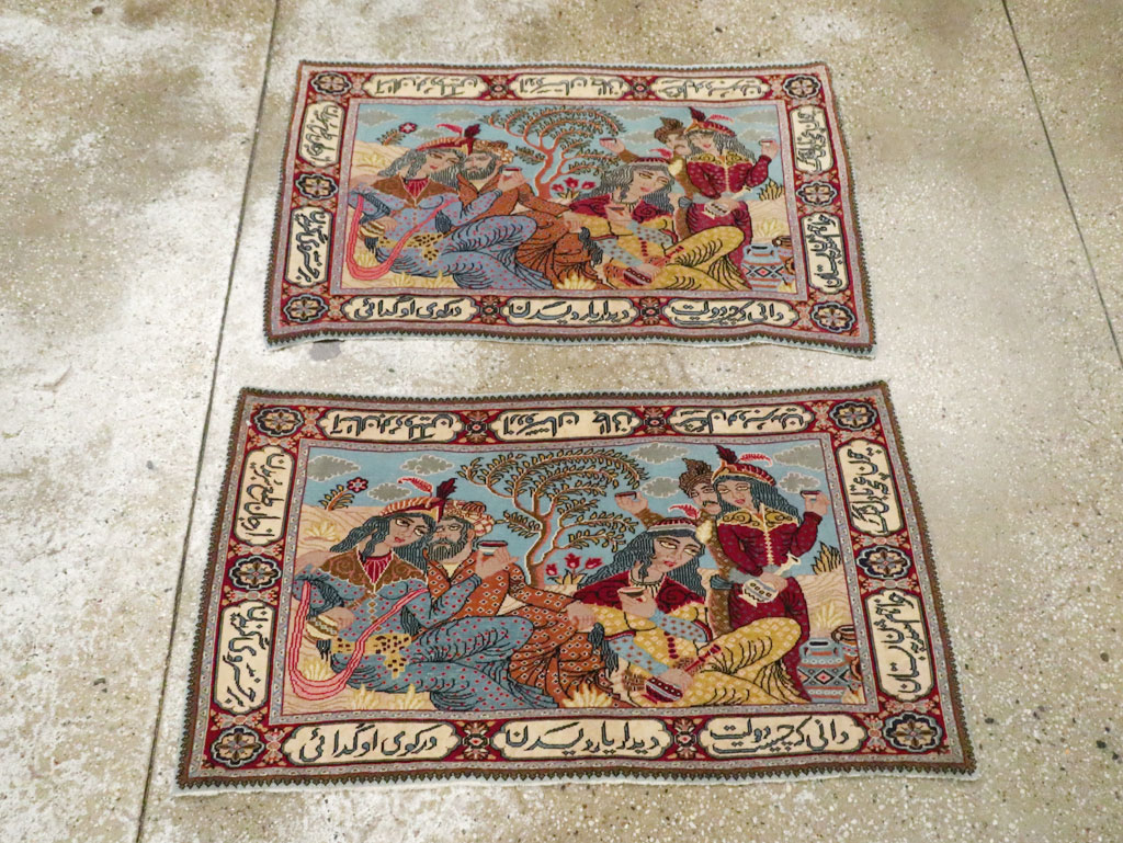 Vintage Persian Tabriz Pictorial Rug (Pair: 1 of 2), No.11842 - Gsblank