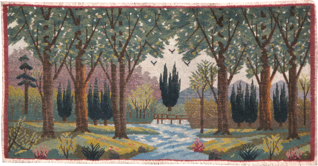 Vintage Persian Tabriz Pictorial Rug, No.11844 - Gsblank