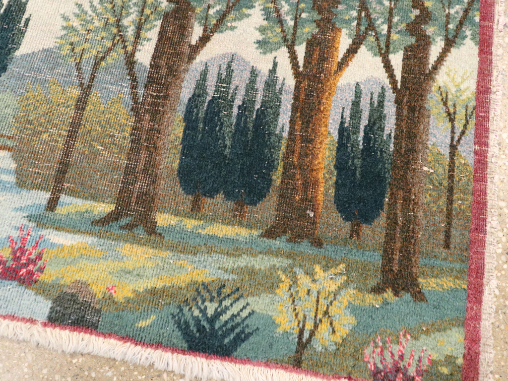 Vintage Persian Tabriz Pictorial Rug, No.11844 - Gsblank