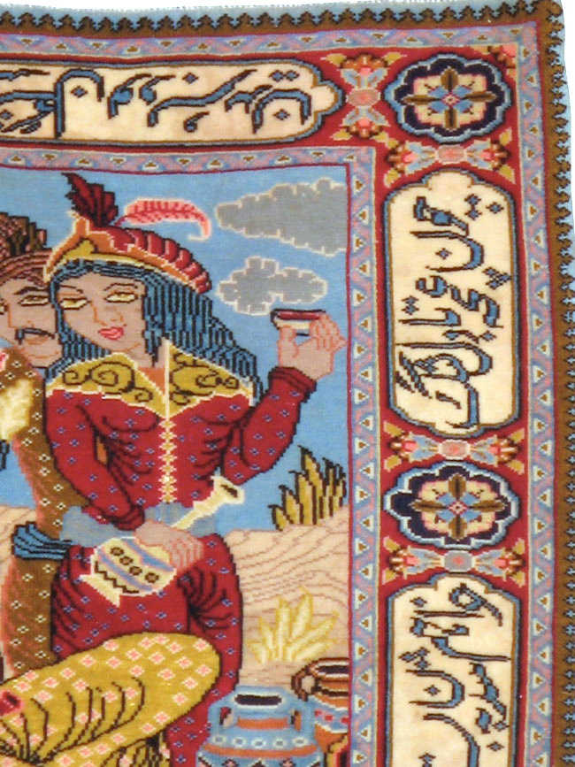 Vintage Persian Tabriz Pictorial Rug (Pair: 2 of 2), No.11846 - Gsblank