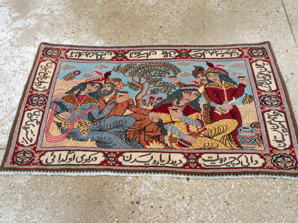 Vintage Persian Tabriz Pictorial Rug (Pair: 2 of 2), No.11846 - Gsblank