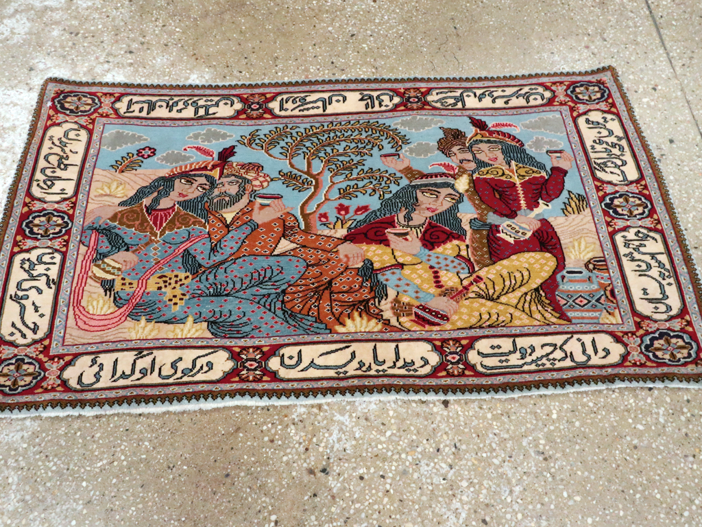 Vintage Persian Tabriz Pictorial Rug (Pair: 2 of 2), No.11846 - Gsblank