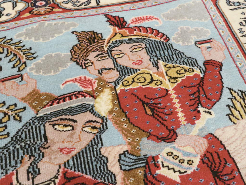 Vintage Persian Tabriz Pictorial Rug (Pair: 2 of 2), No.11846 - Gsblank