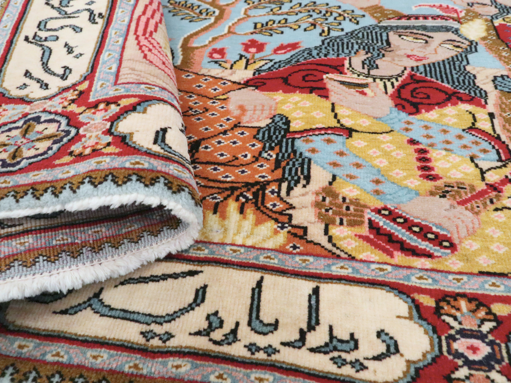 Vintage Persian Tabriz Pictorial Rug (Pair: 2 of 2), No.11846 - Gsblank