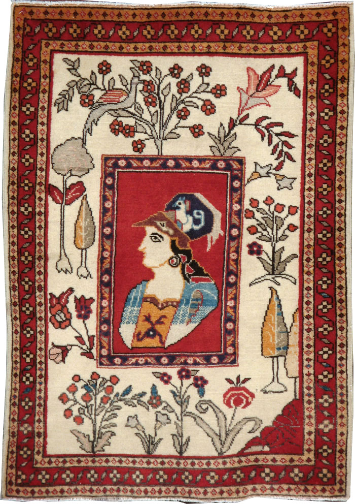 Vintage Persian Tabriz Pictorial Rug (Pair: 1 of 2), No.11849 - Gsblank