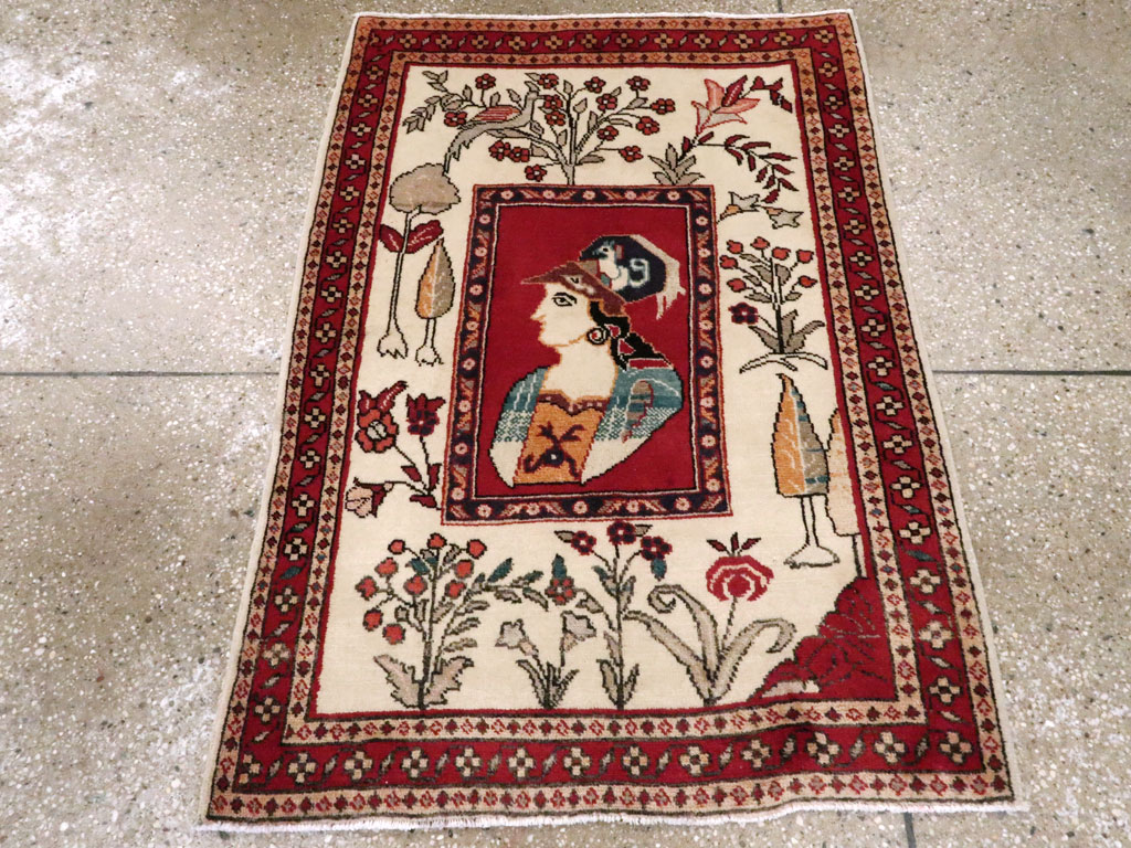 Vintage Persian Tabriz Pictorial Rug (Pair: 1 of 2), No.11849 - Gsblank