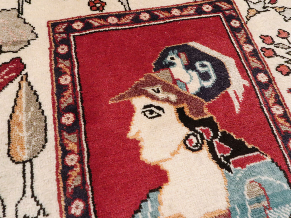 Vintage Persian Tabriz Pictorial Rug (Pair: 1 of 2), No.11849 - Gsblank