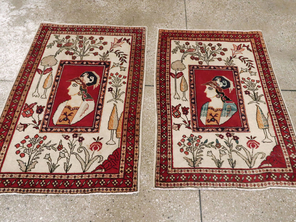 Vintage Persian Tabriz Pictorial Rug (Pair: 1 of 2), No.11849 - Gsblank
