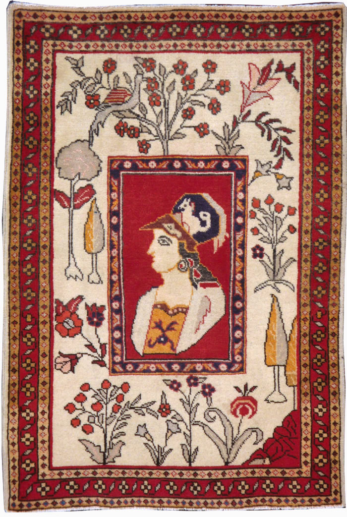 Vintage Persian Tabriz Pictorial Rug (Pair: 2 of 2), No.11850 - Gsblank