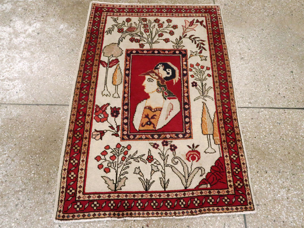 Vintage Persian Tabriz Pictorial Rug (Pair: 2 of 2), No.11850 - Gsblank