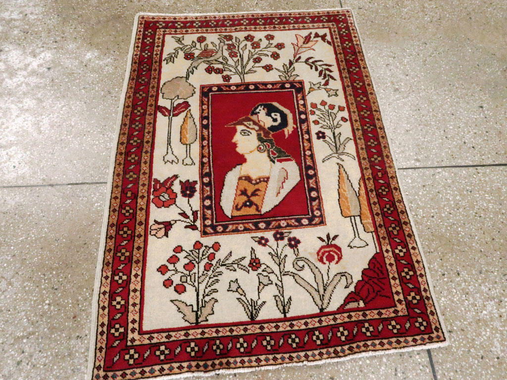 Vintage Persian Tabriz Pictorial Rug (Pair: 2 of 2), No.11850 - Gsblank