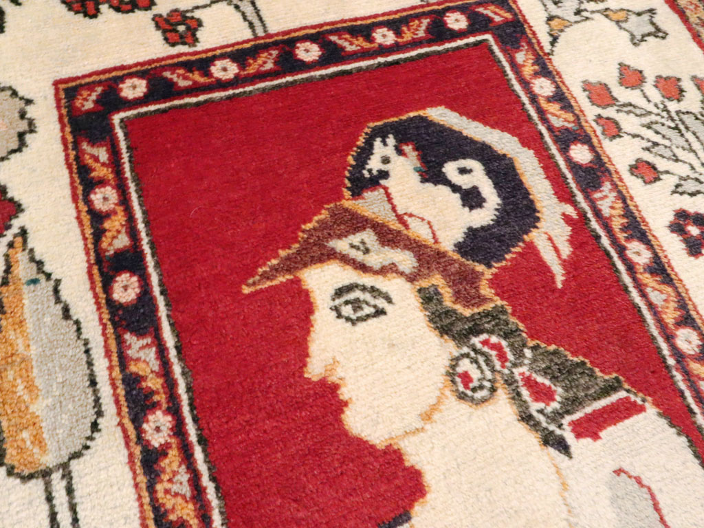 Vintage Persian Tabriz Pictorial Rug (Pair: 2 of 2), No.11850 - Gsblank