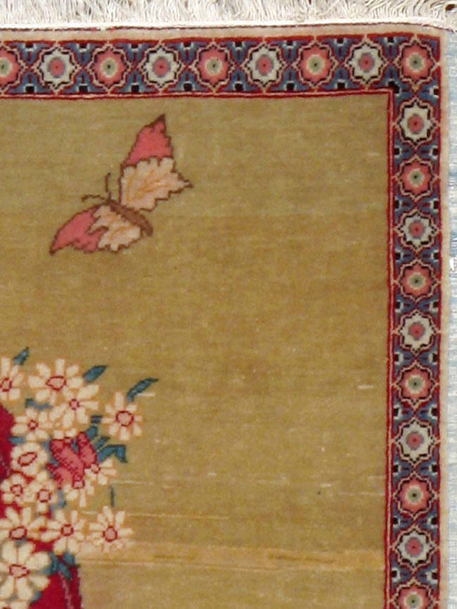 Vintage Persian Kashan Pictorial Rug, No.11852 - Gsblank