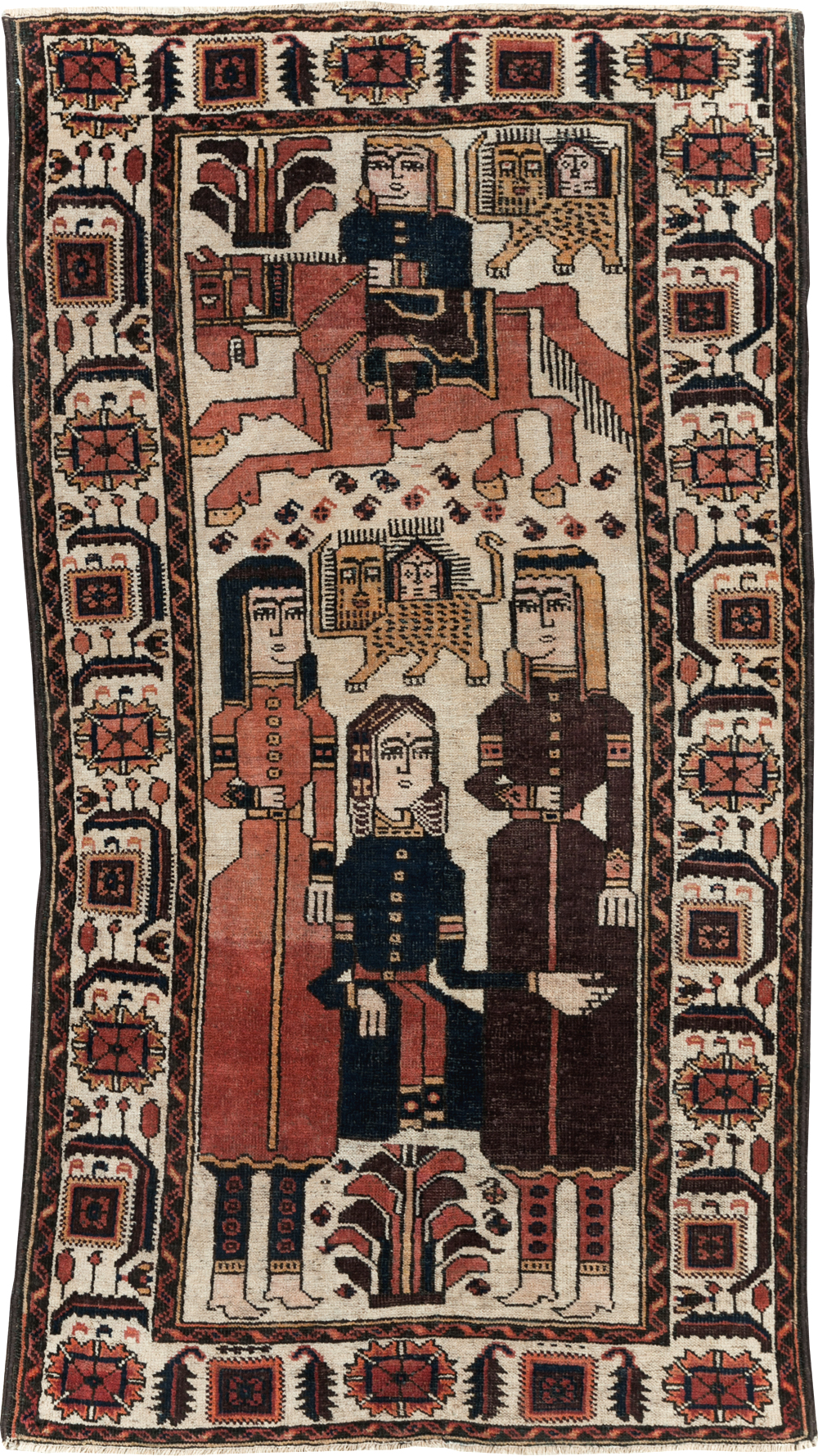 Vintage Persian Pictorial Bakhtiari Rug, No.11856 - Gsblank