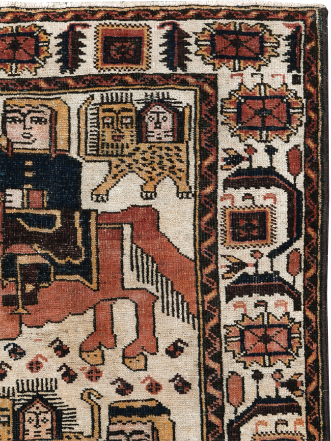 Vintage Persian Pictorial Bakhtiari Rug, No.11856 - Gsblank