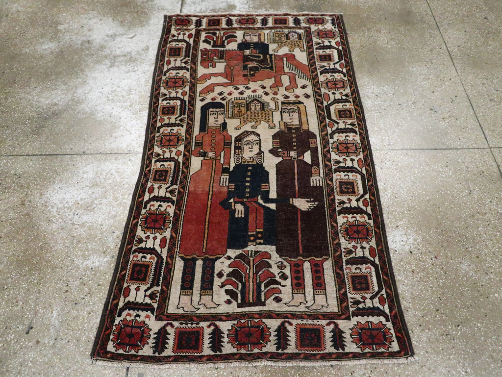 Vintage Persian Pictorial Bakhtiari Rug, No.11856 - Gsblank