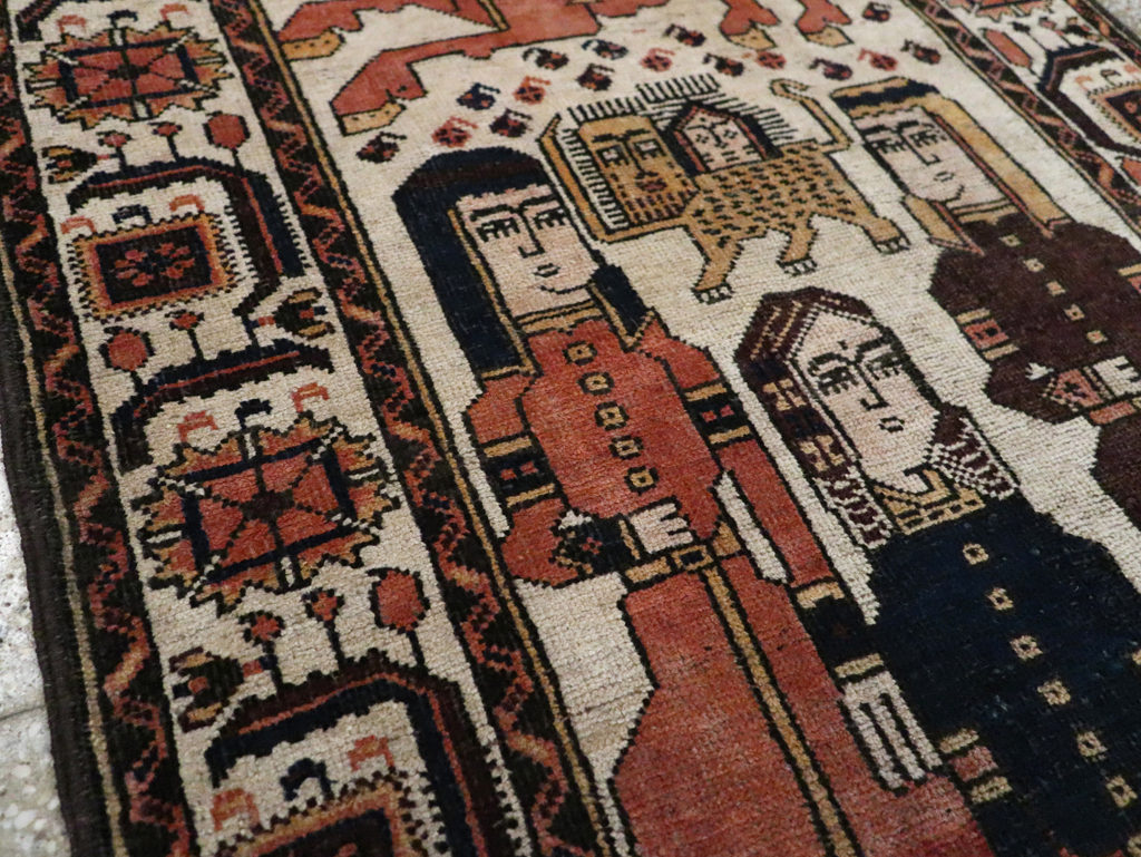 Vintage Persian Pictorial Bakhtiari Rug, No.11856 - Gsblank