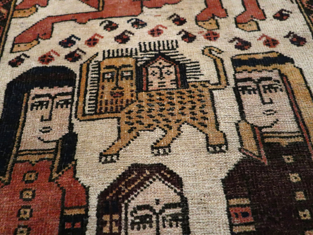 Vintage Persian Pictorial Bakhtiari Rug, No.11856 - Gsblank